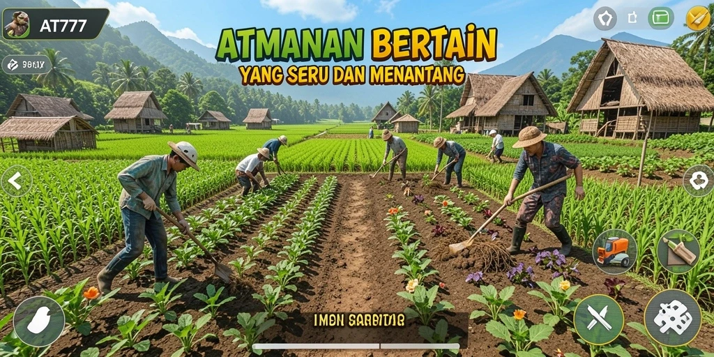 Tampilan gameplay AT777 dengan aktivitas bercocok tanam yang seru.