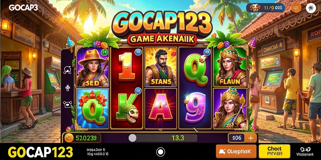 Screenshot gameplay GOCAP123 menunjukkan momen seru saat memutar gulungan slot.