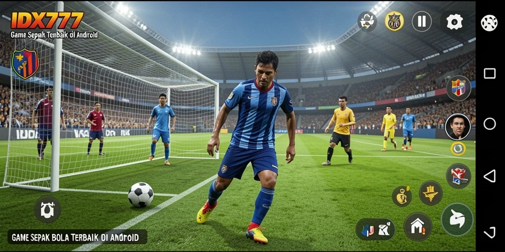 Tampilan gameplay IDX777 dengan aksi sepak bola yang mendebarkan.