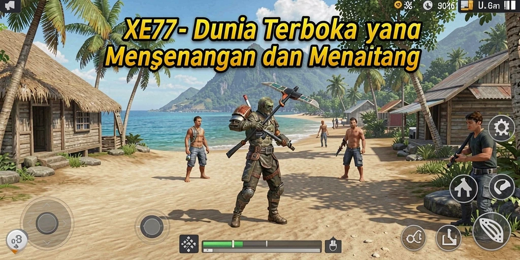 Gambaran gameplay XE77 yang menakjubkan dalam dunia terbuka.